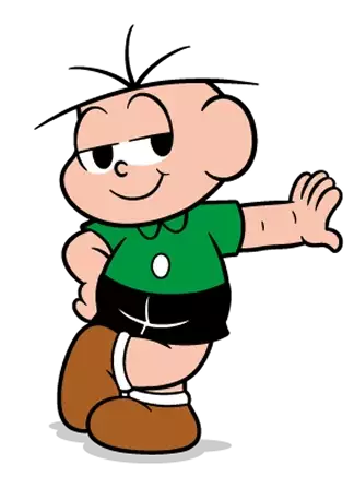 Cebolinha de camiseta verde acenando
