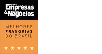 Selo da revista Pequenas Empresas & Grandes Negócios: marca premiada com o selo Melhores Franquias do Brasil